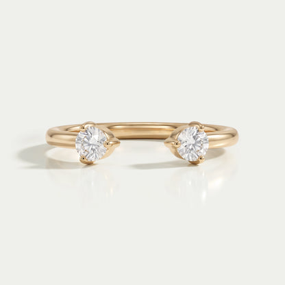 Round Lab Diamond Open Cuff Wedding Ring Rings