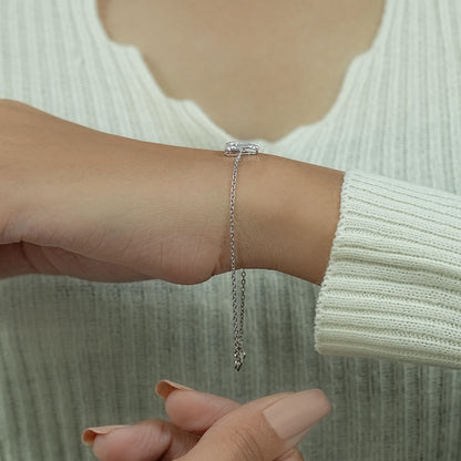 Open Heart Shape Round Diamond Chain Bracelet