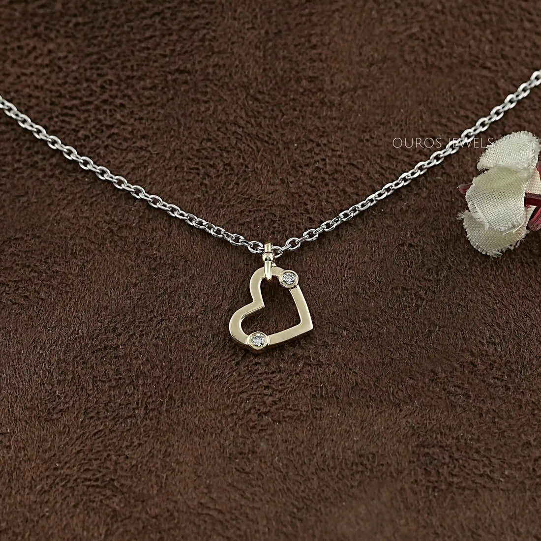 Lab Diamond Open Heart Shape Pendant Necklaces