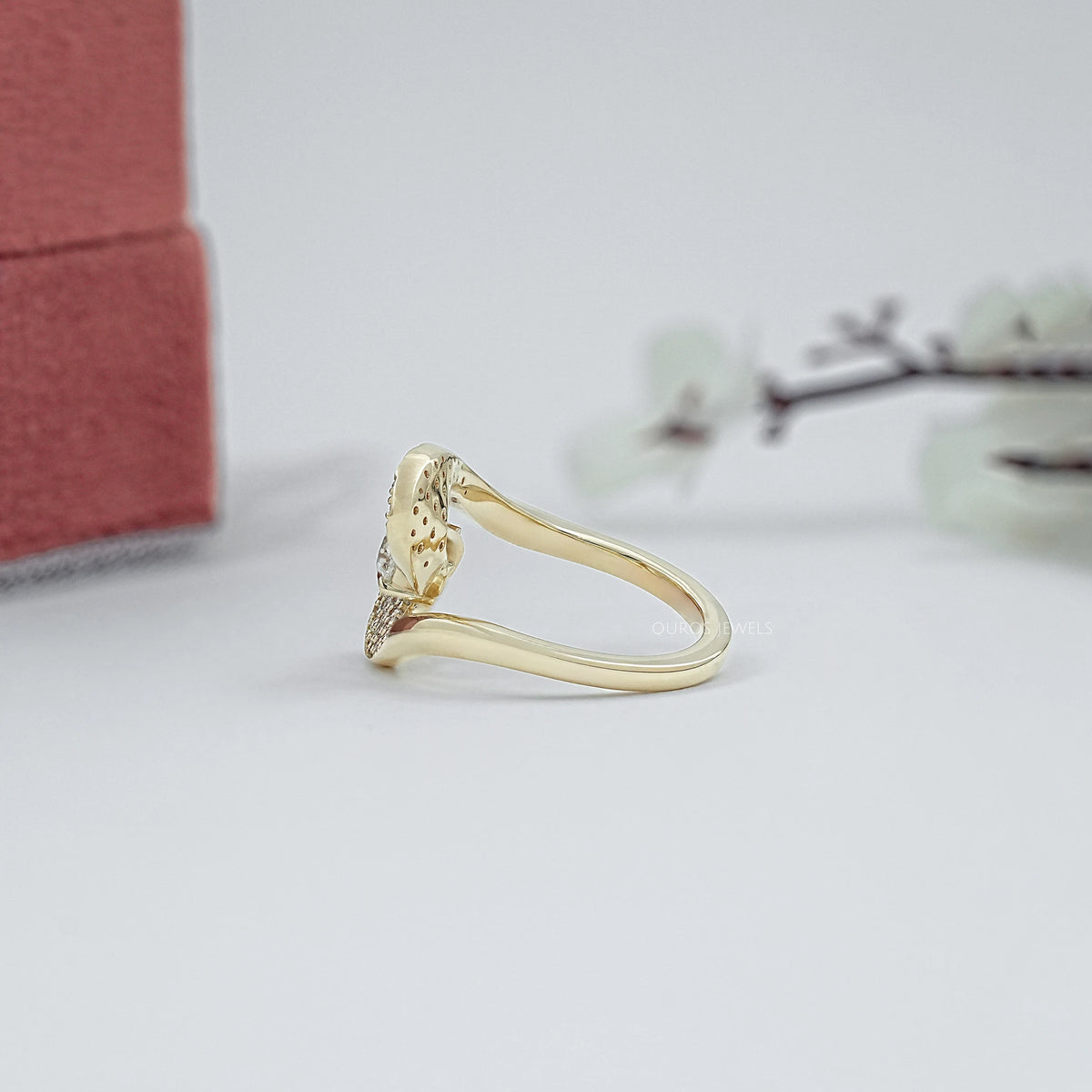 Old Mine Moval Diamond Bypass Accent Ring