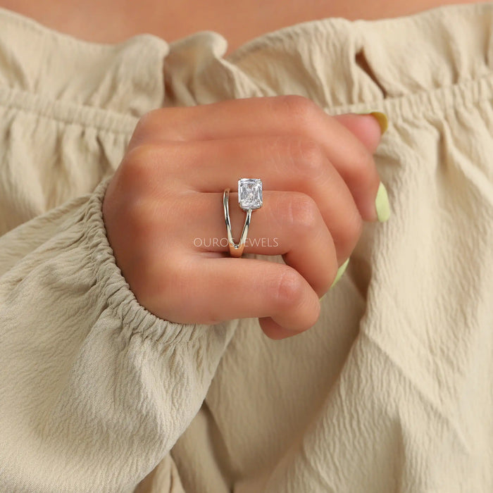 Bague solitaire avec diamant de laboratoire à coupe serrée