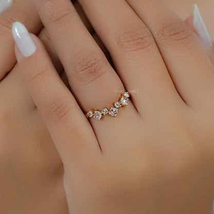 Rose Cut Round Diamond Curved Engagement Ring