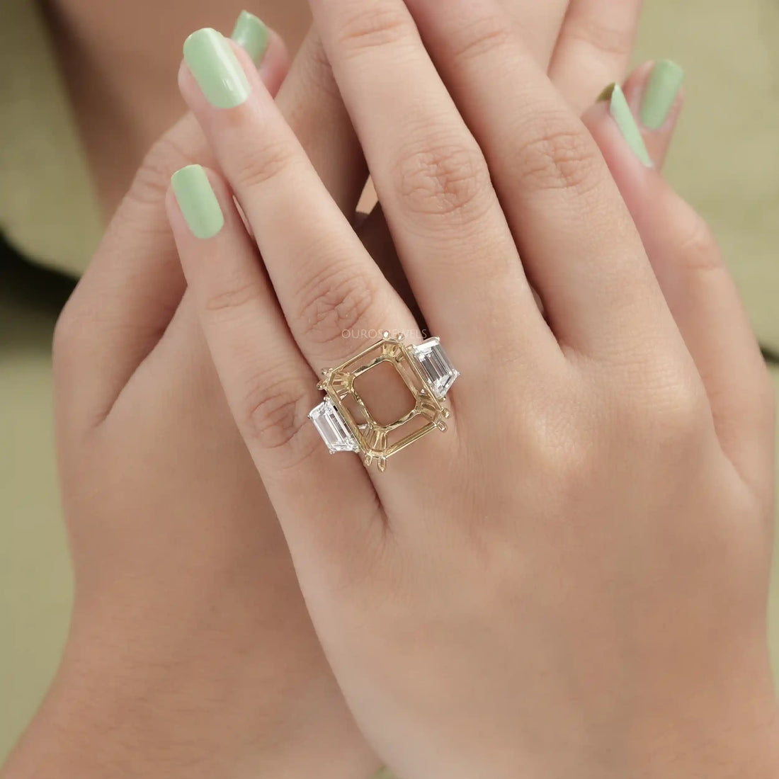 Semi Mount Three Stone Ring Settings Rings