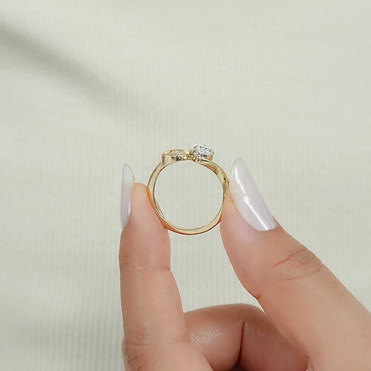 Pear And Pave Signet Set Bypass Ring