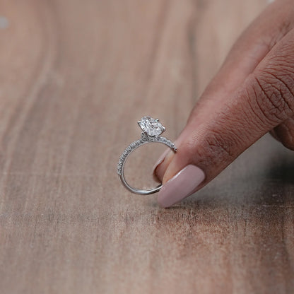 Marquise Diamond Solitaire Accent Hidden Halo Engagement Ring Rings