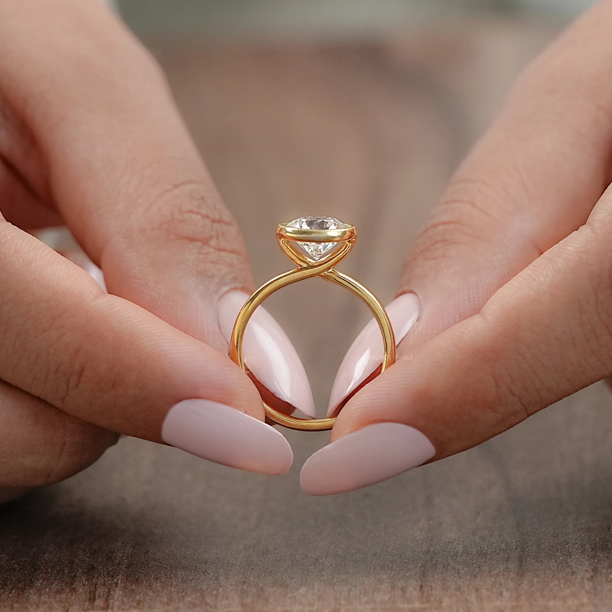 Round Lab Diamond Bezel Solitaire Engagement Ring Rings