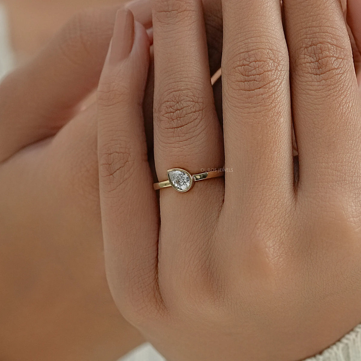 Bezel Set Lab Diamond Solitaire With Accent Ring Ring