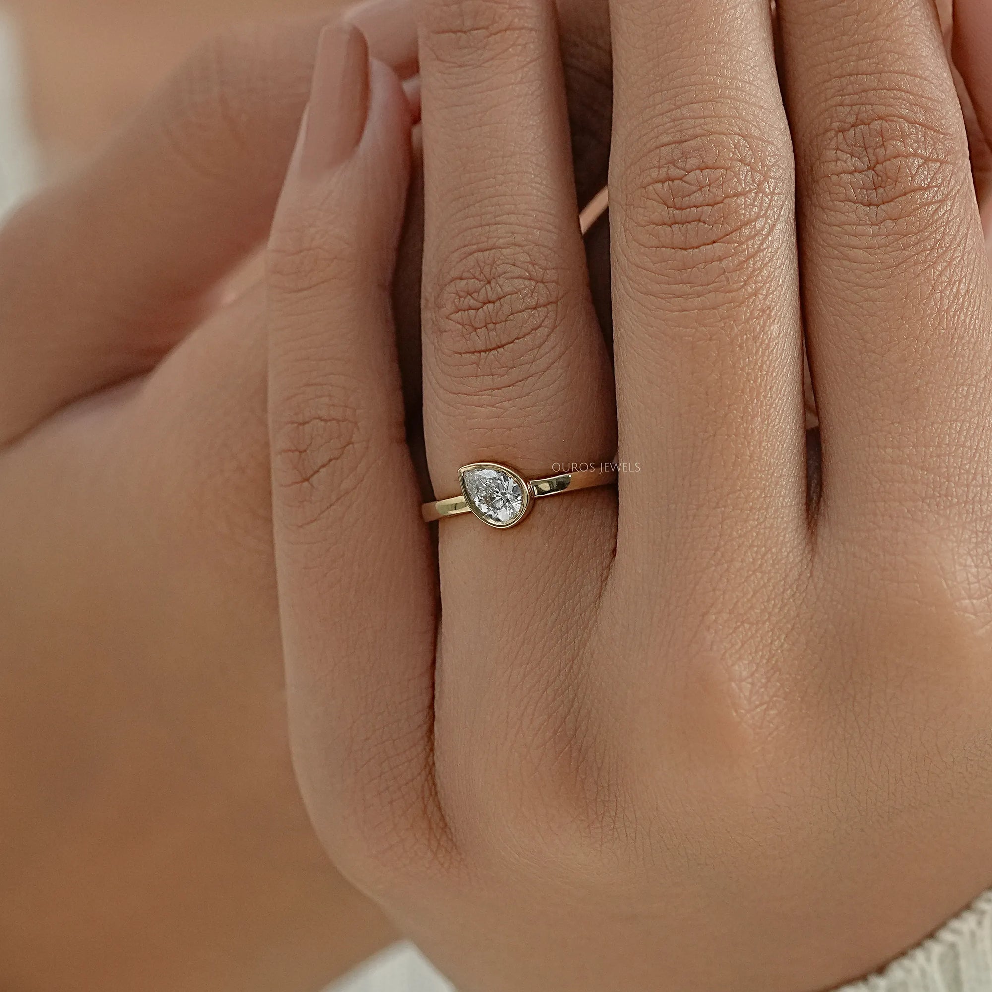 Bezel Set Lab Diamond Solitaire With Accent Ring Ring