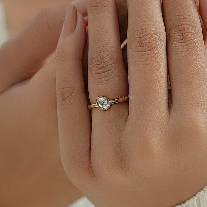 Bezel Set Lab Diamond Solitaire With Accent Ring