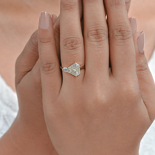 Step Cut Arrow And Round Lab Diamond Anniversary Ring