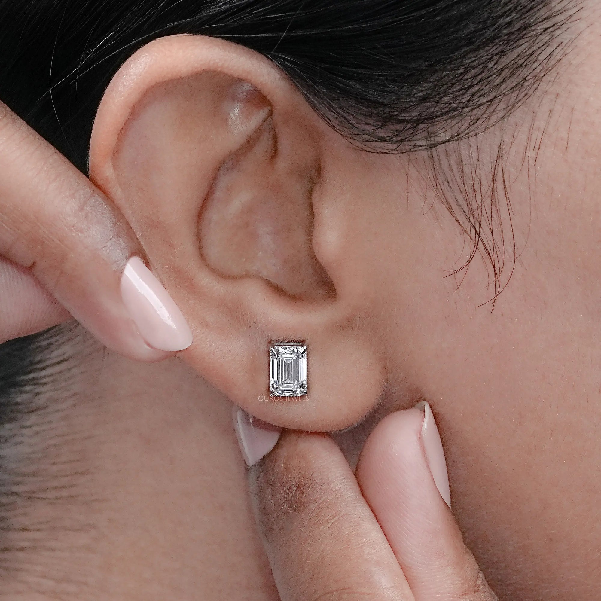 Emerald Cut Lab Grown Diamond Stud Earrings Earring