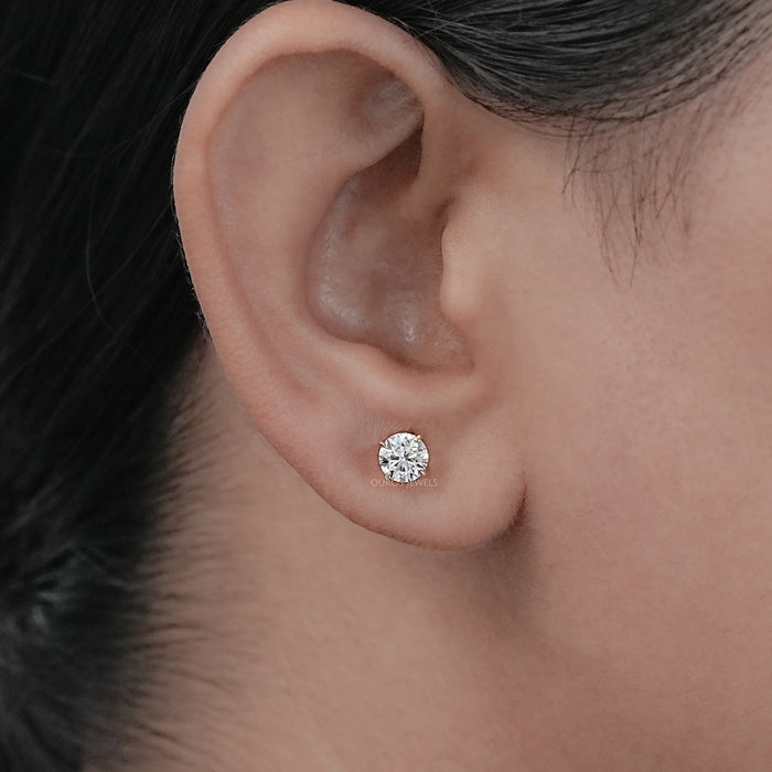 Round Cut Lab Grown Diamond Stud Earrings