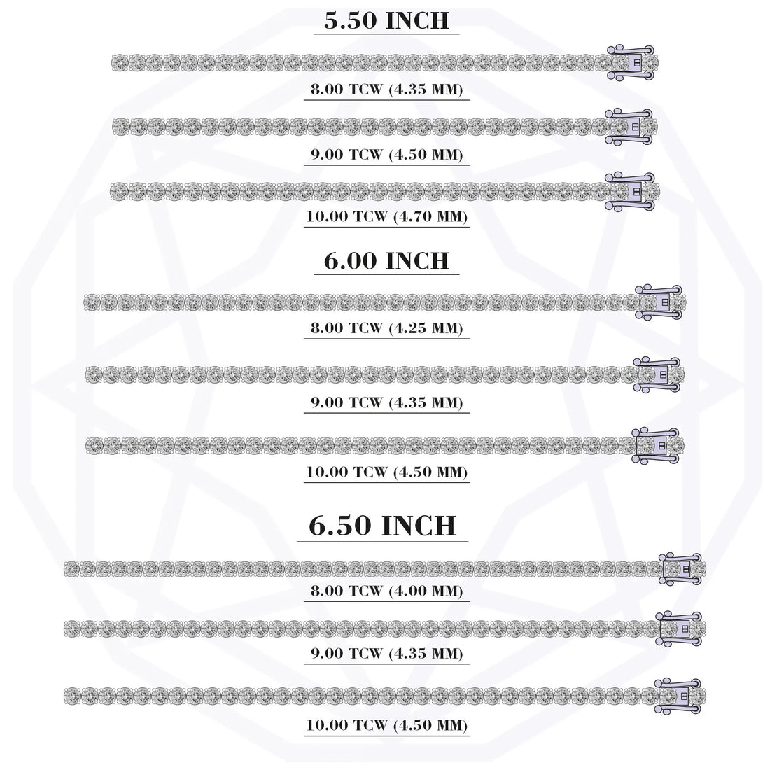 Round Shape Lab Grown Diamond Bracelet with 8.00 | 9.00 | 10.00 TCW Bracelet