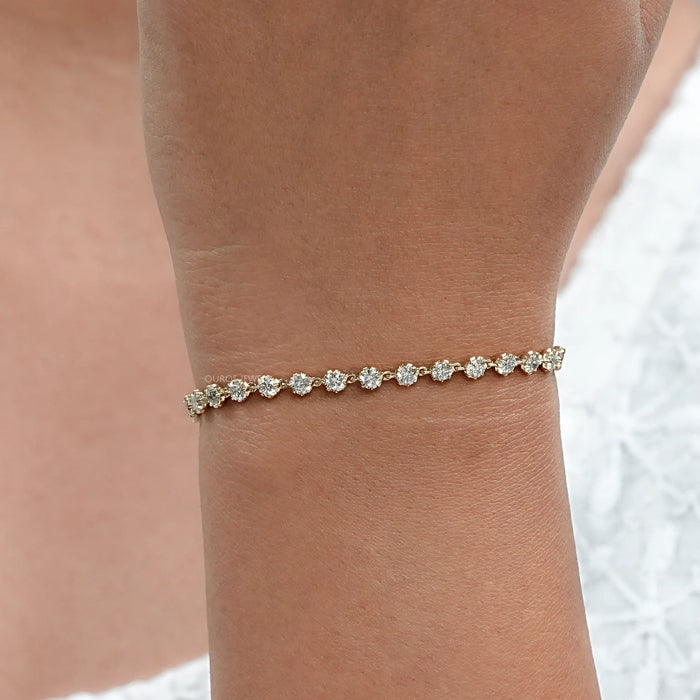 Old European Round Cut Lab Diamond Bracelet