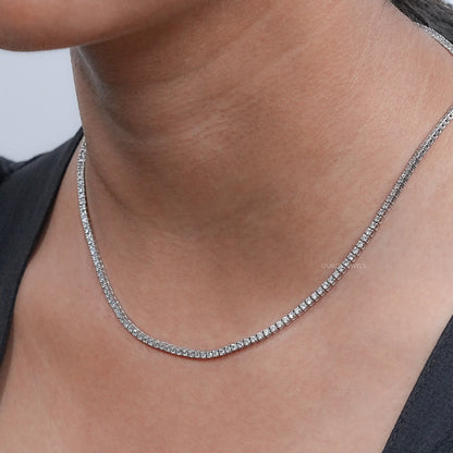 Round Lab Diamond Tennis Necklace Necklaces