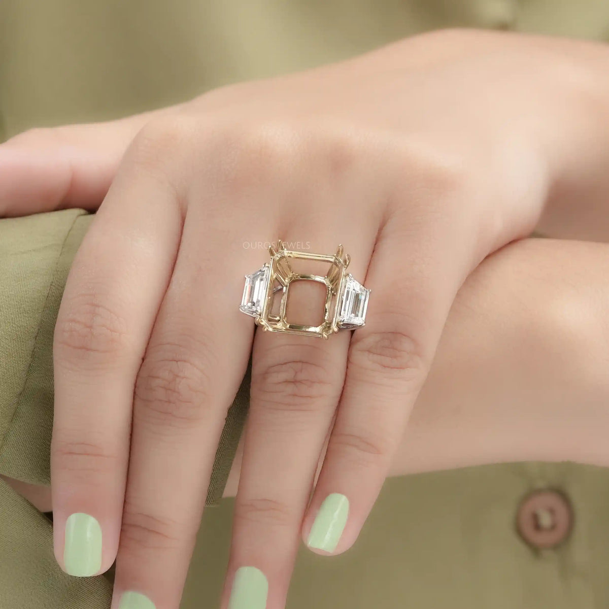 Semi Mount Three Stone Ring Settings Rings