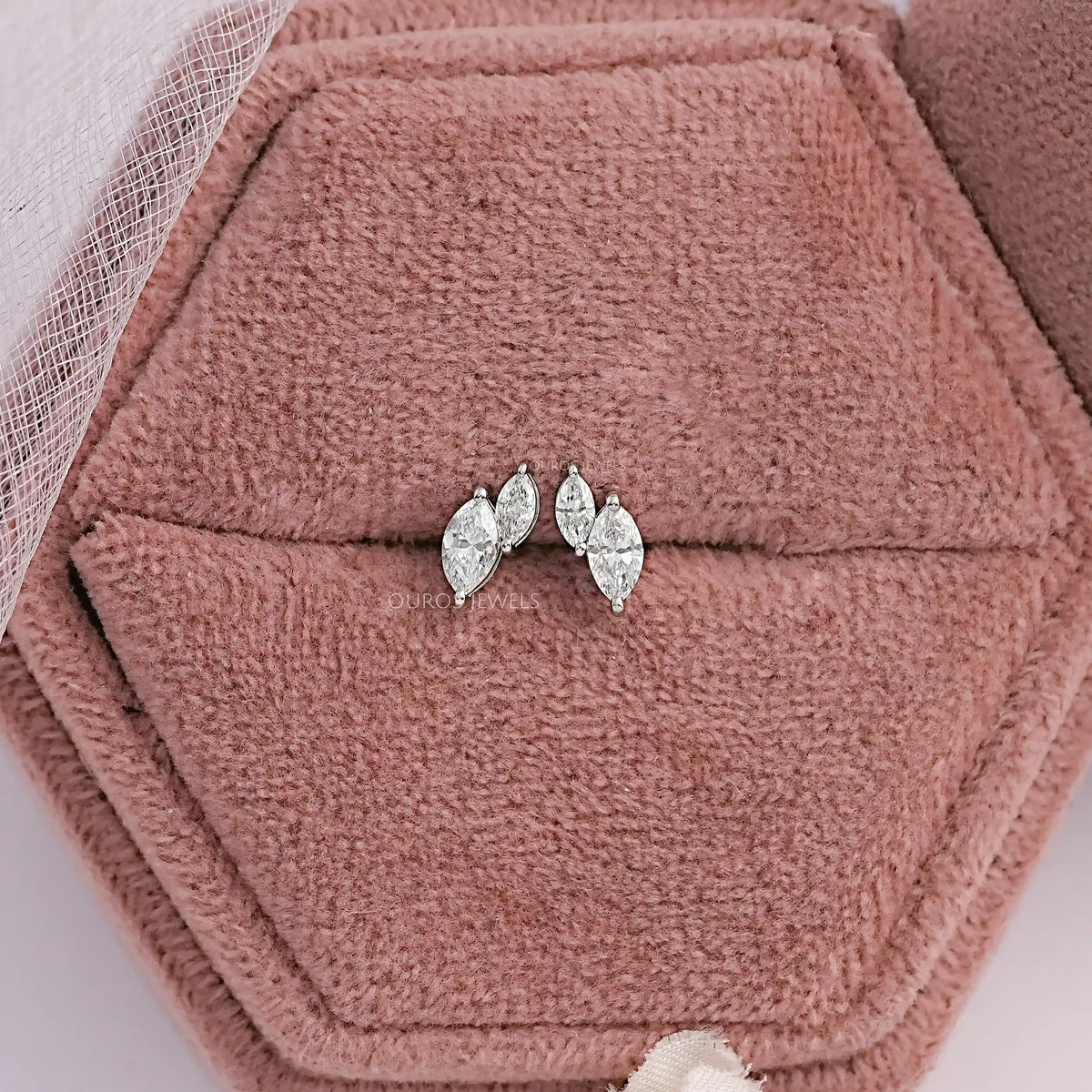 Two Stone Marquise Lab Diamond Stud Earrings