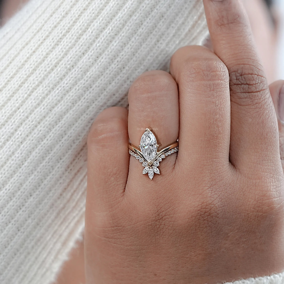 Marquise Cut Vintage Style Wedding Ring-Set Rings