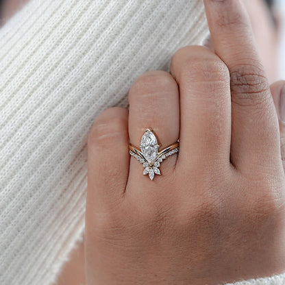 Marquise Cut Vintage Style Wedding Ring-Set Rings
