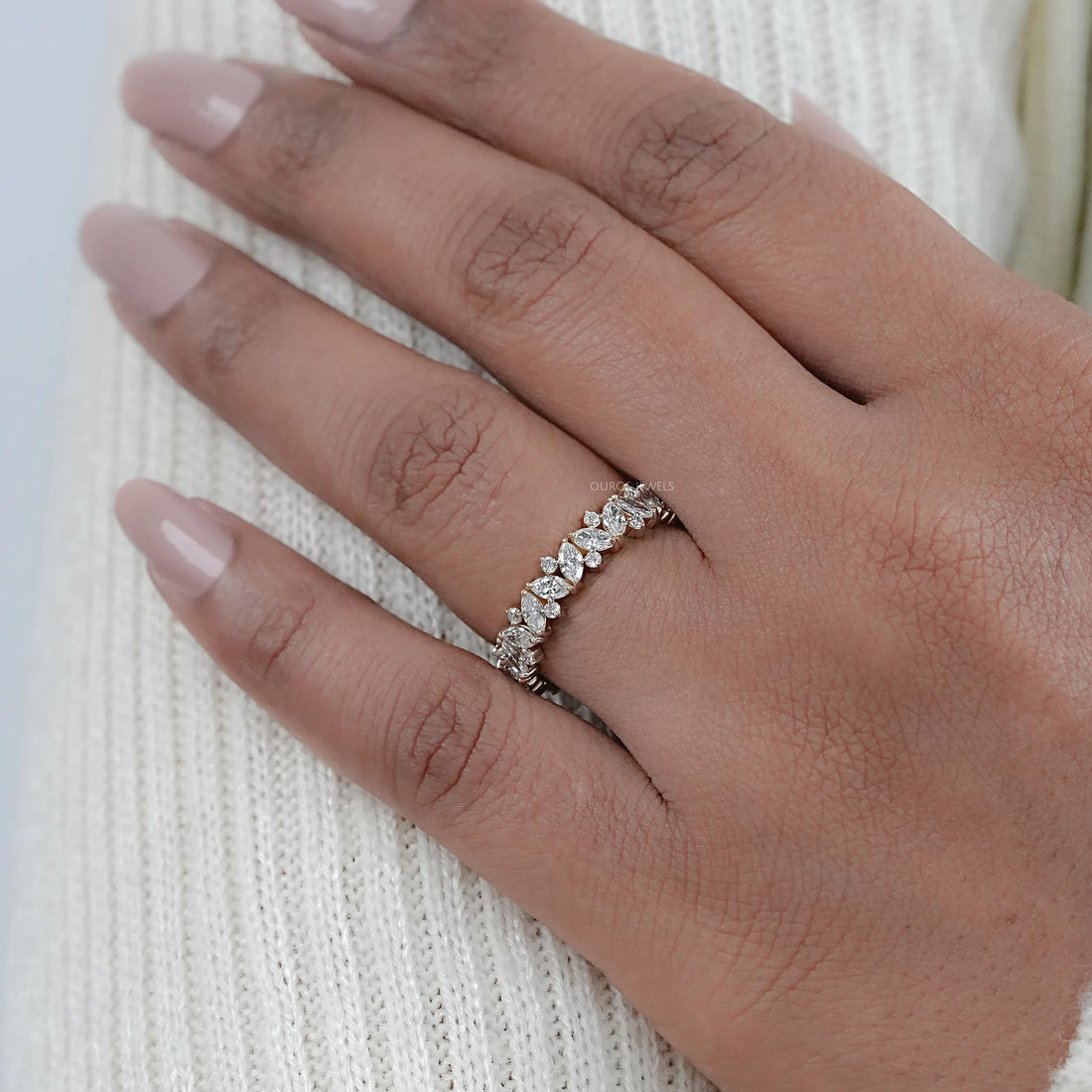 Marquise And Round Diamond Eternity Wedding Band