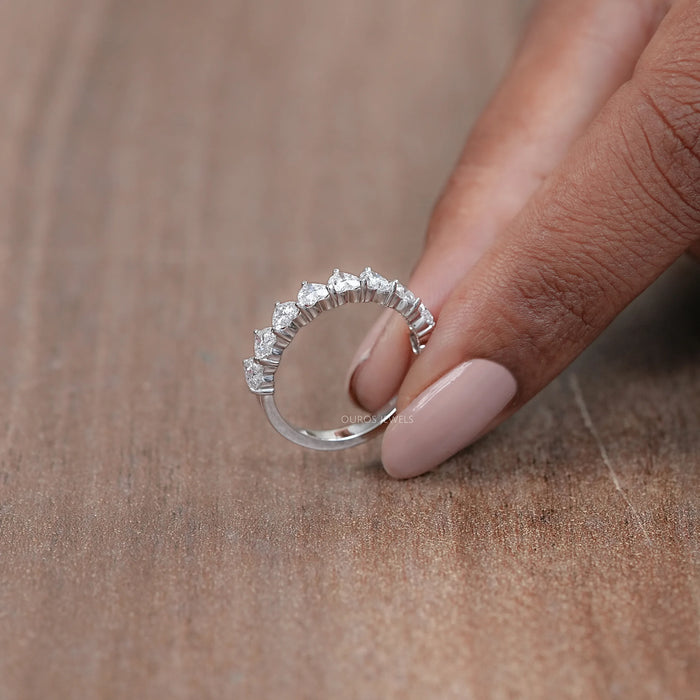 Heart Cut Lab Grown Diamond Wedding Band