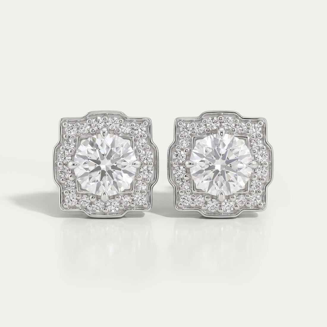 Round Cut Lab Diamond Halo Stud Earrings Earring