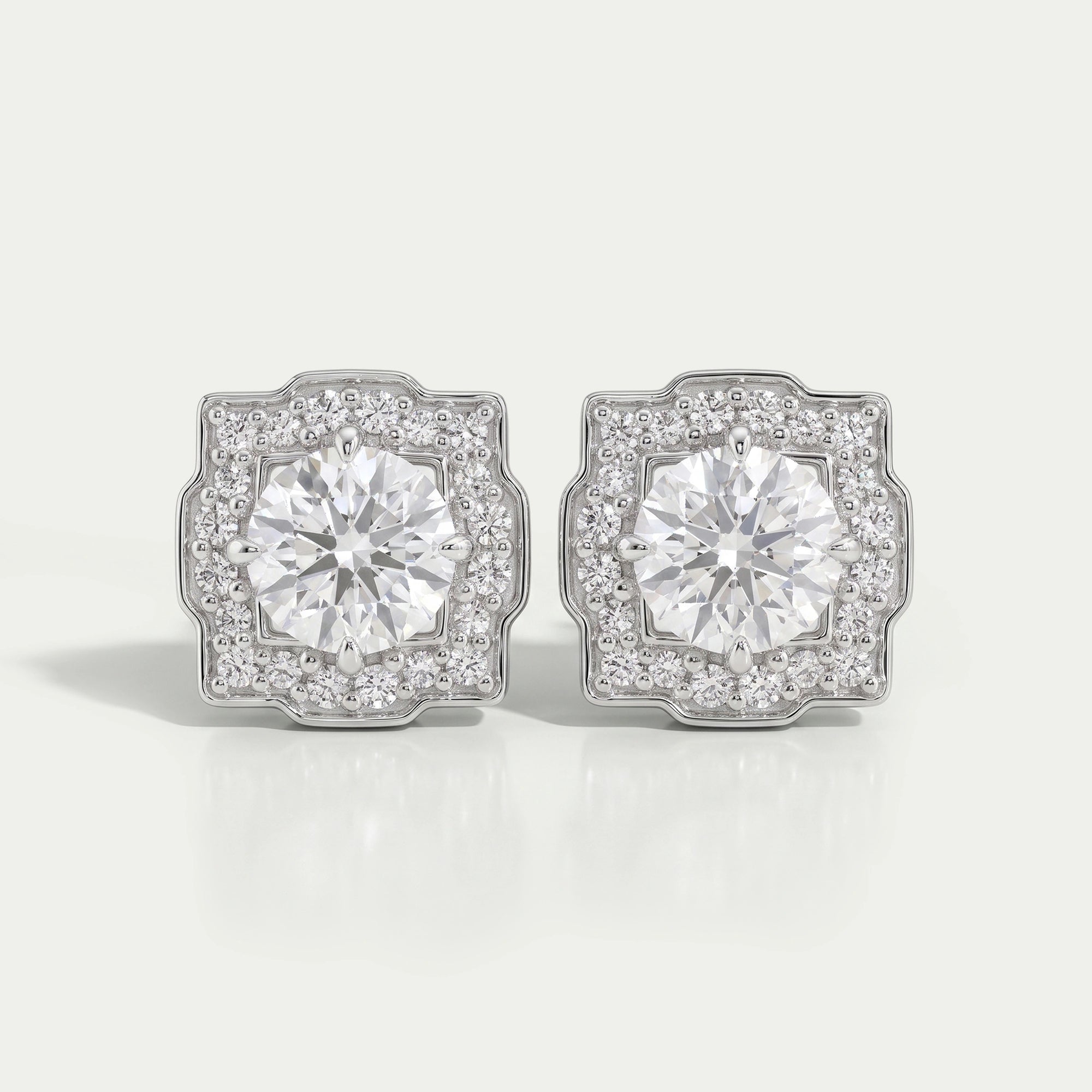 Round Cut Lab Diamond Halo Stud Earrings Earring