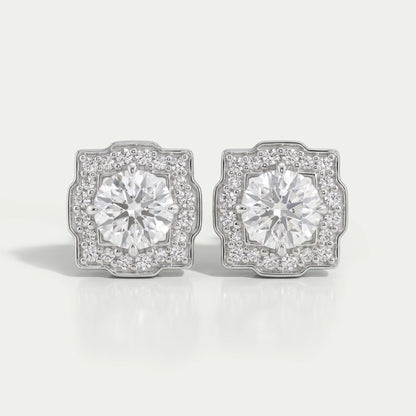 Round Cut Lab Diamond Halo Stud Earrings Earring