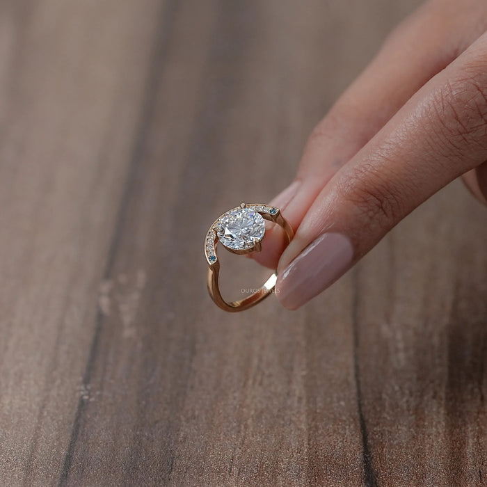 Half Halo Round Lab Diamond Engagement Ring