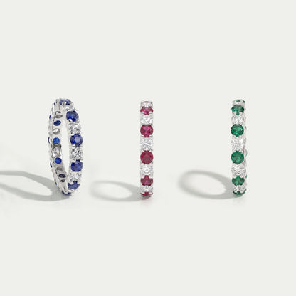 Round Lab Gemstone Alternative Wedding Band Ring