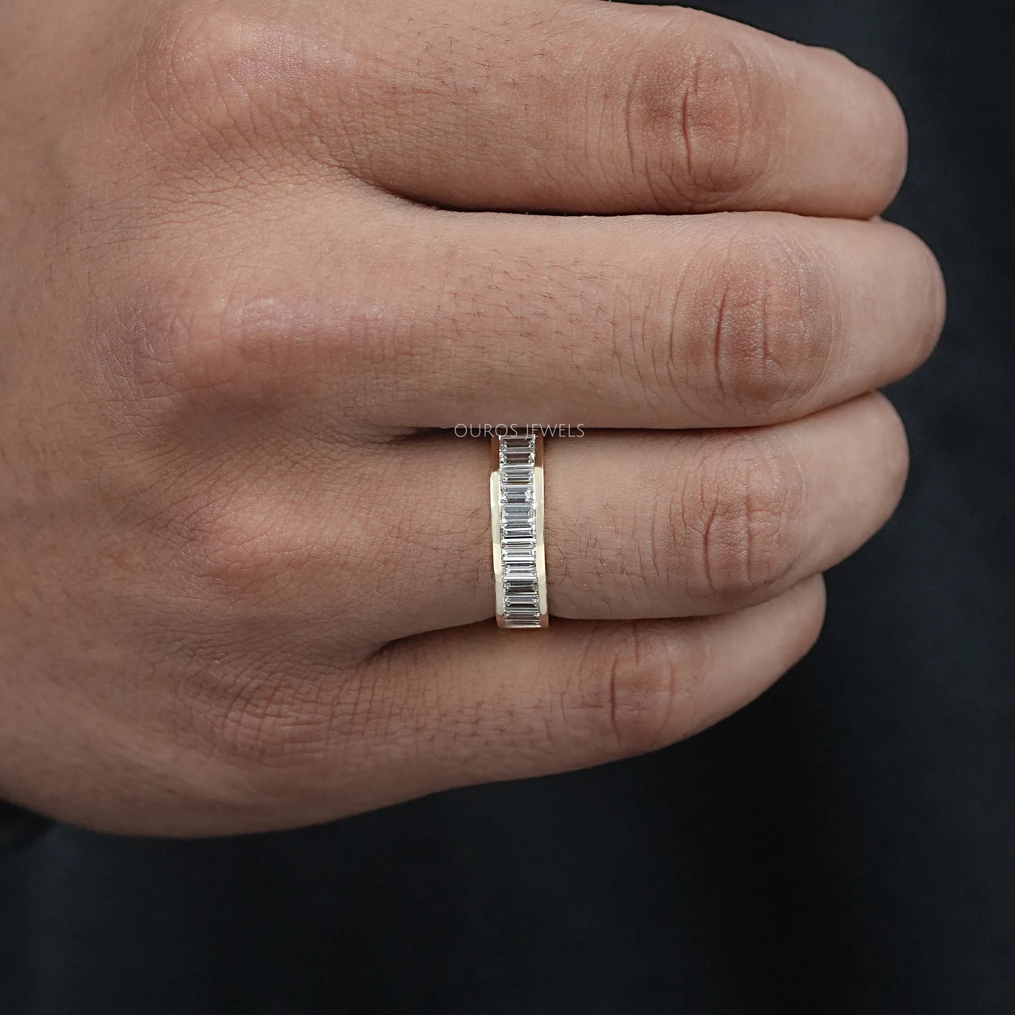 Baguette Diamond Mens Wedding Band Ring