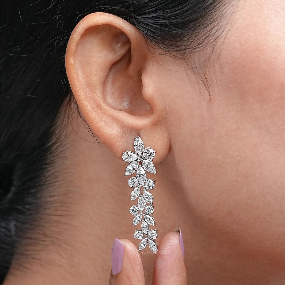 Multi-Shape Lab Grown Diamond Dangle Earrings