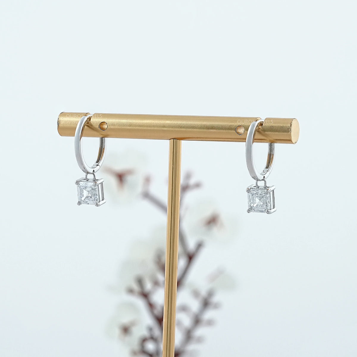 Asscher Lab Diamond Dangle Hoop Earrings Earrings