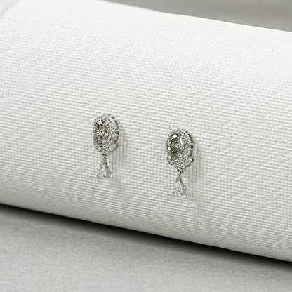 Olive Oval Cut Lab Diamond Drop Earrings