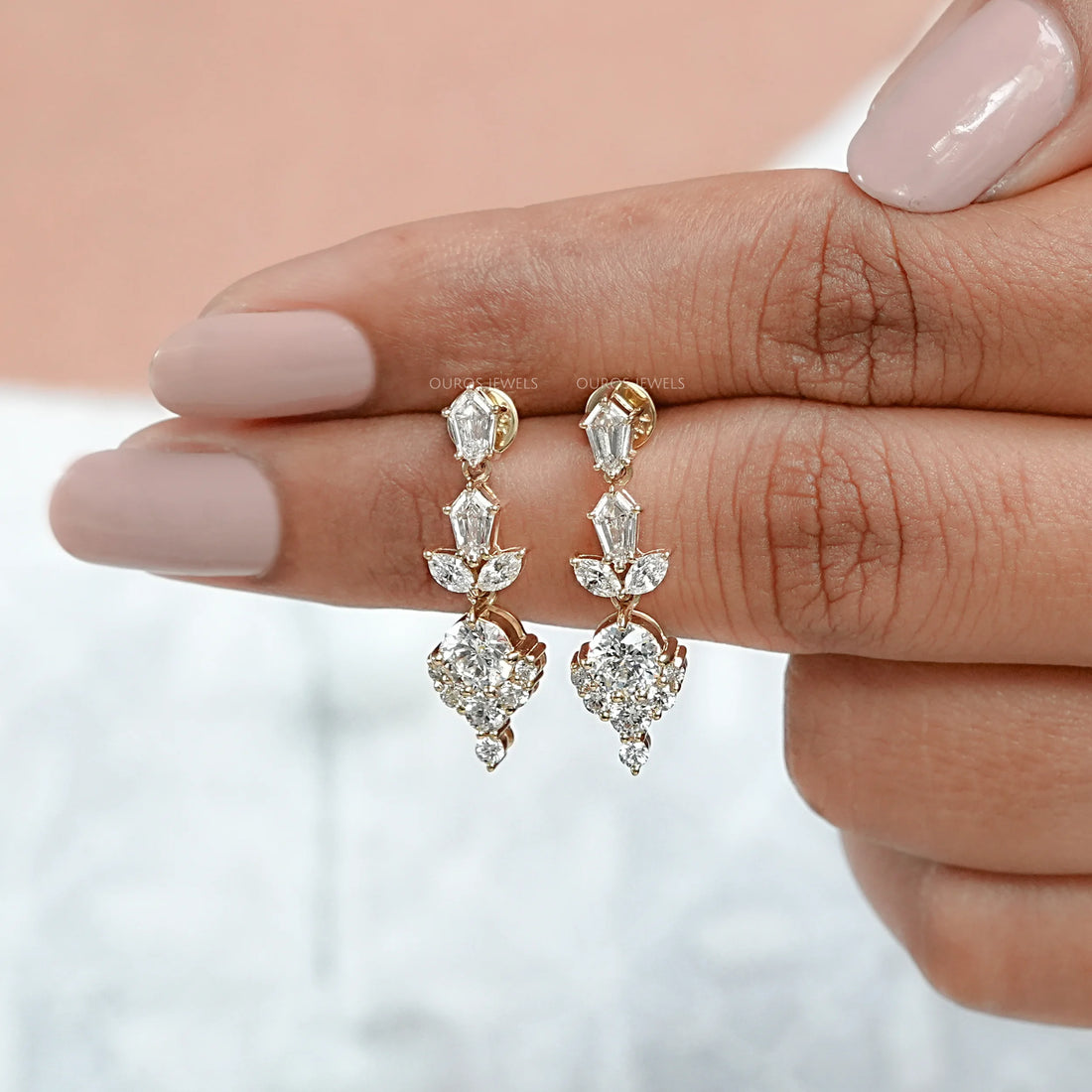 Multi Diamond Dangle Earring