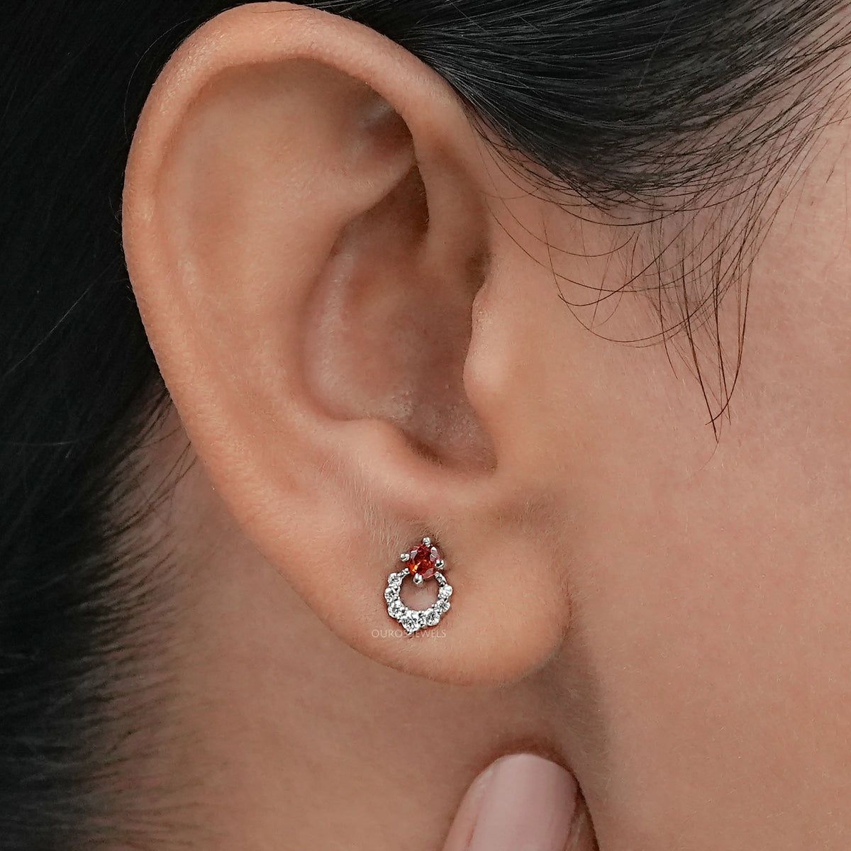 Red Ruby Lab Gemstone Drop Earrings