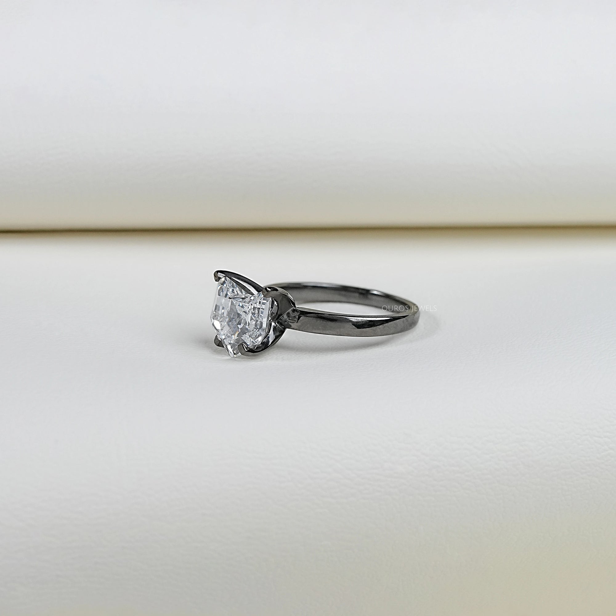 Antique Shape Cat Cut Lab Diamond Solitaire Ring Ring