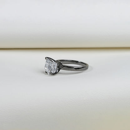 Antique Shape Cat Cut Lab Diamond Solitaire Ring Ring