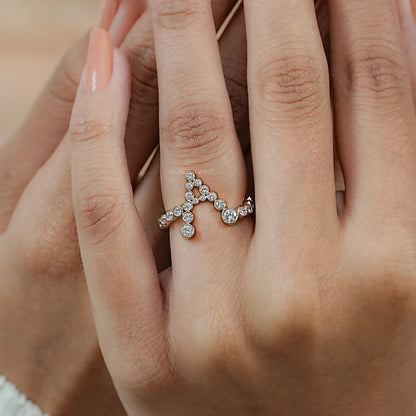 Bubble Round Lab Diamond Initial Ring Ring