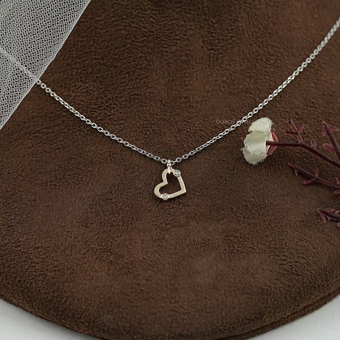 Lab Diamond Open Heart Shape Pendant Necklaces