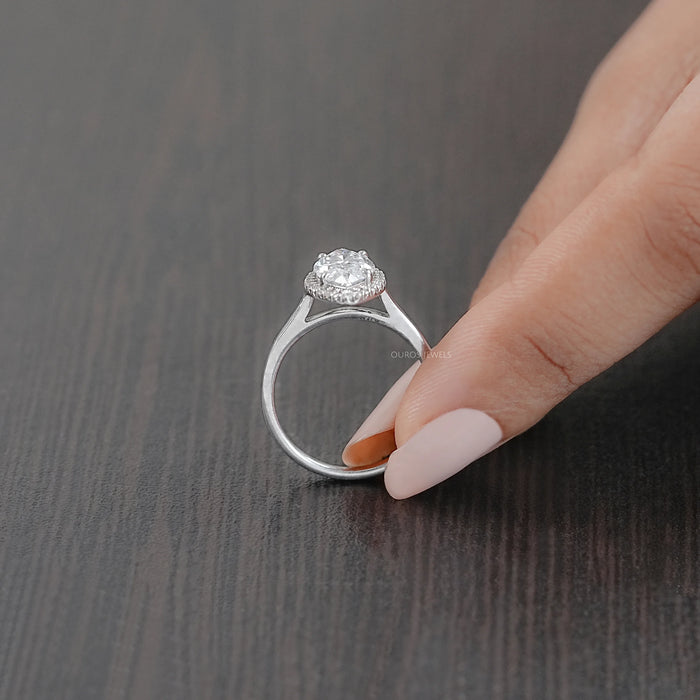 Marquise Diamond Halo Solitaire Engagement Ring