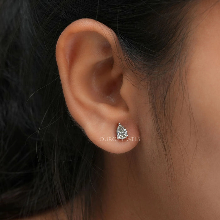Olive Pear Diamond Stud Earrings