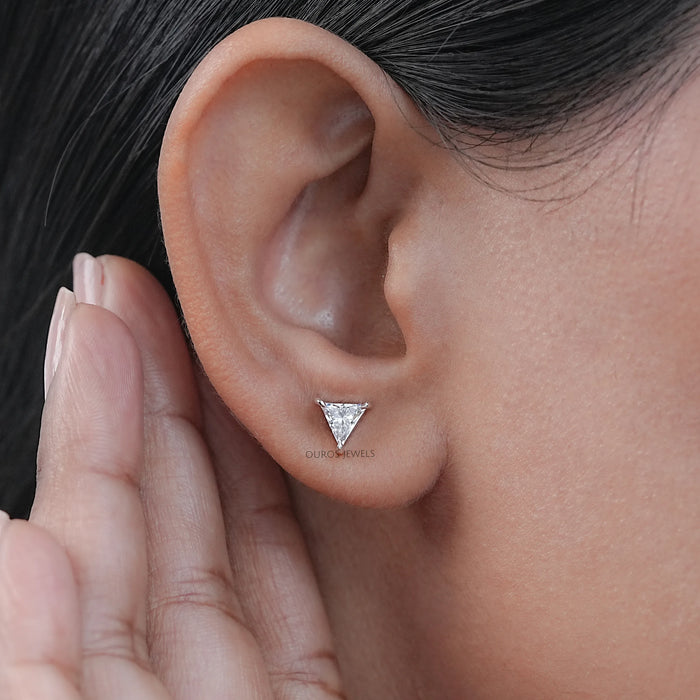Triangle Cut Lab Diamond Stud Earrings