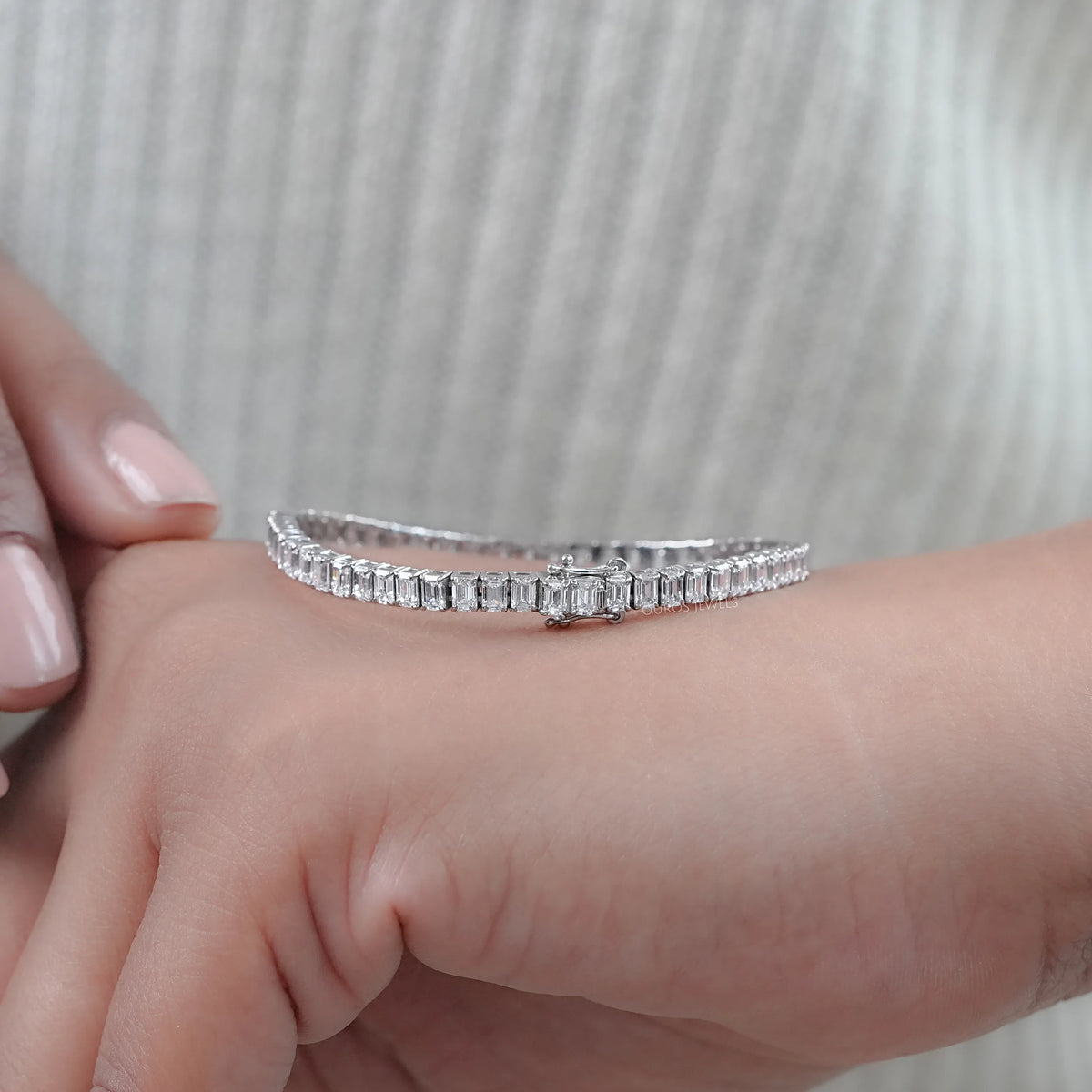 Emerald Lab Grown Diamond Tennis Bracelet Bracelet
