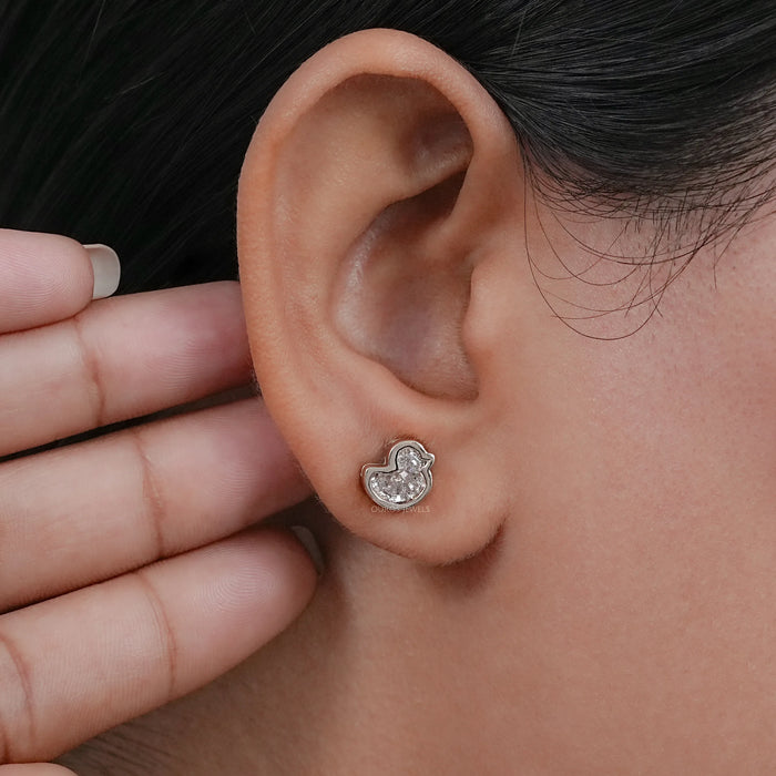 Duck Cut Lab Diamond Bezel Set Stud Earrings