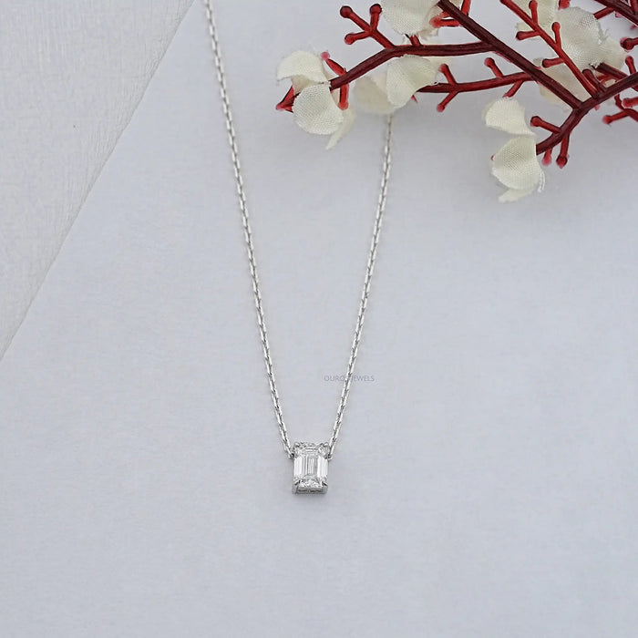 Emerald Cut Lab Grown Diamond Solitaire Pendant