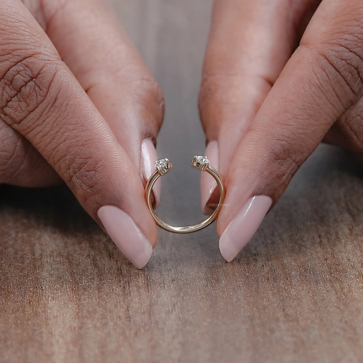 Round Lab Diamond Open Cuff Wedding Ring Rings