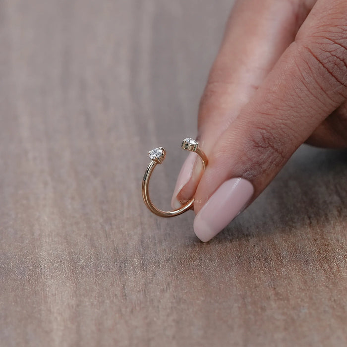 Round Lab Diamond Open Cuff Wedding Ring