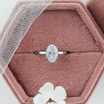 Lab Grown Oval Diamond Tulip Solitaire Ring Ring