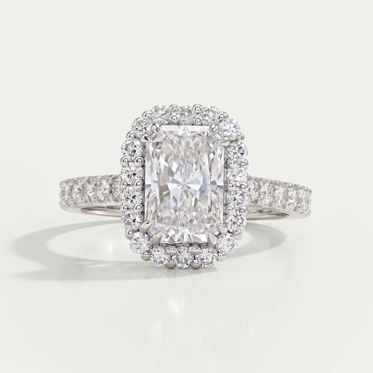 Radiant Cut Halo Solitaire Accent Engagement Ring Ring